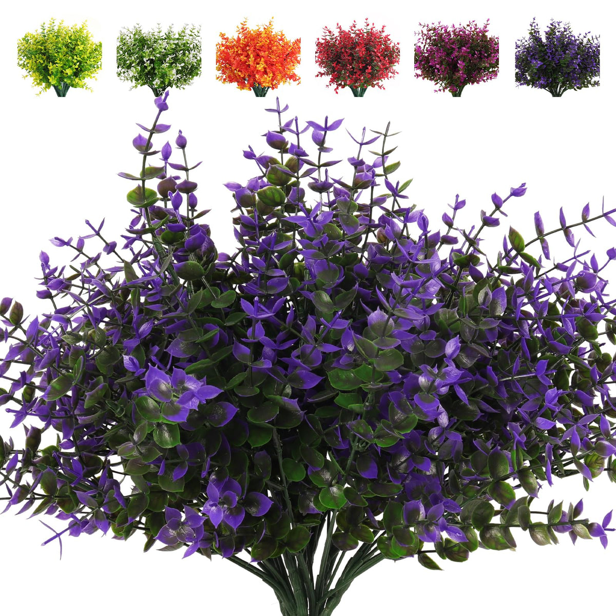 RECUTMS Artificial Flowers,Fake Boxwood Outdoor UV Resistant Plants,8 Packs