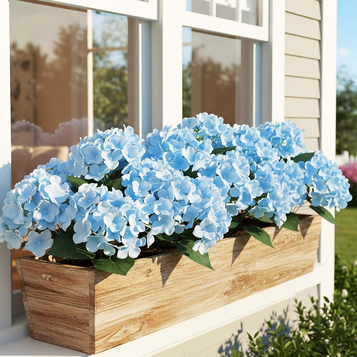 Auihiay 6 Bundles Blue Hydrangea Artificial Flowers for Outdoors and Indoor