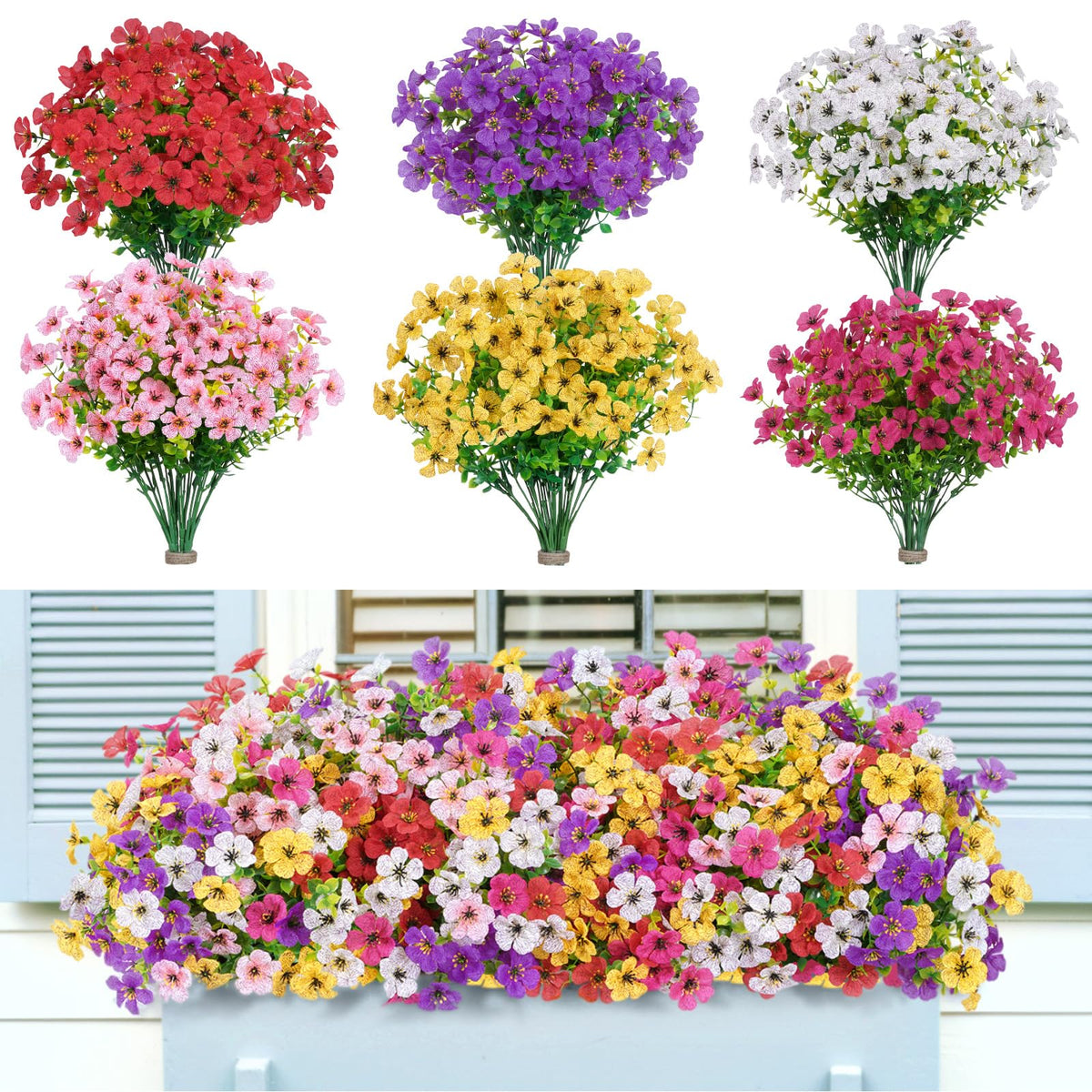 Lifewit Fall Artificial Flowers for Outdoor, Faux Flowers for Garden Decor