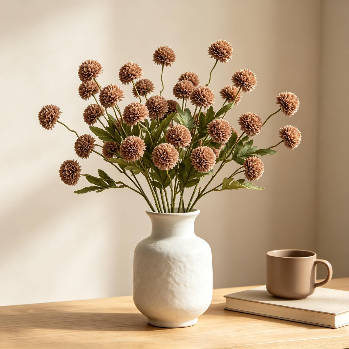 Faux Silk Chrysanthemum, Dusty Blue, 10 Pcs