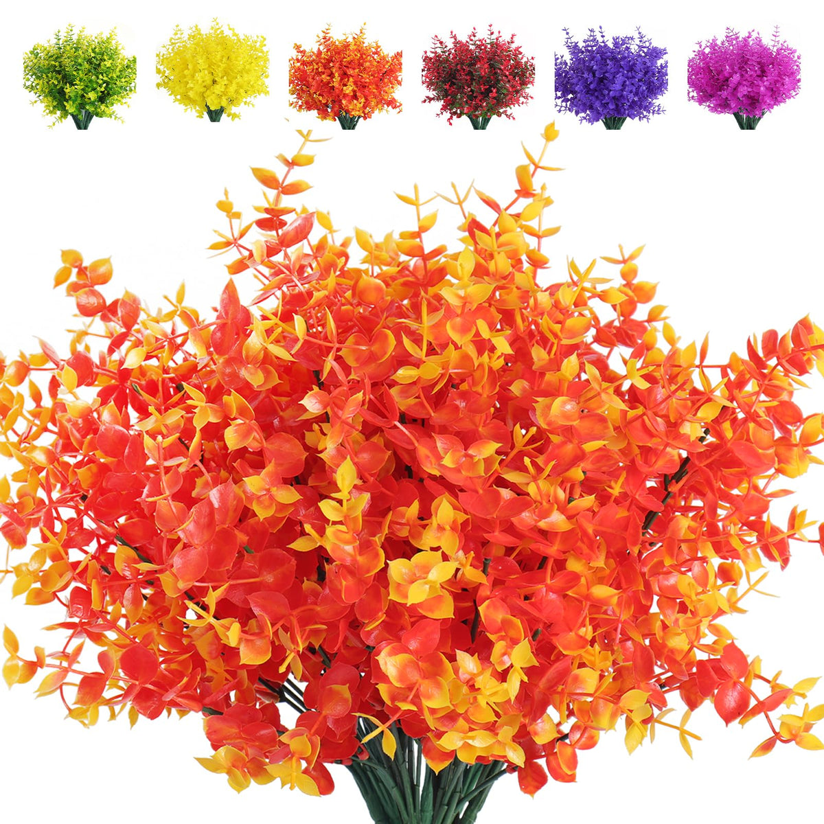 RECUTMS Artificial Flowers,Fake Boxwood Outdoor UV Resistant Plants,8 Packs