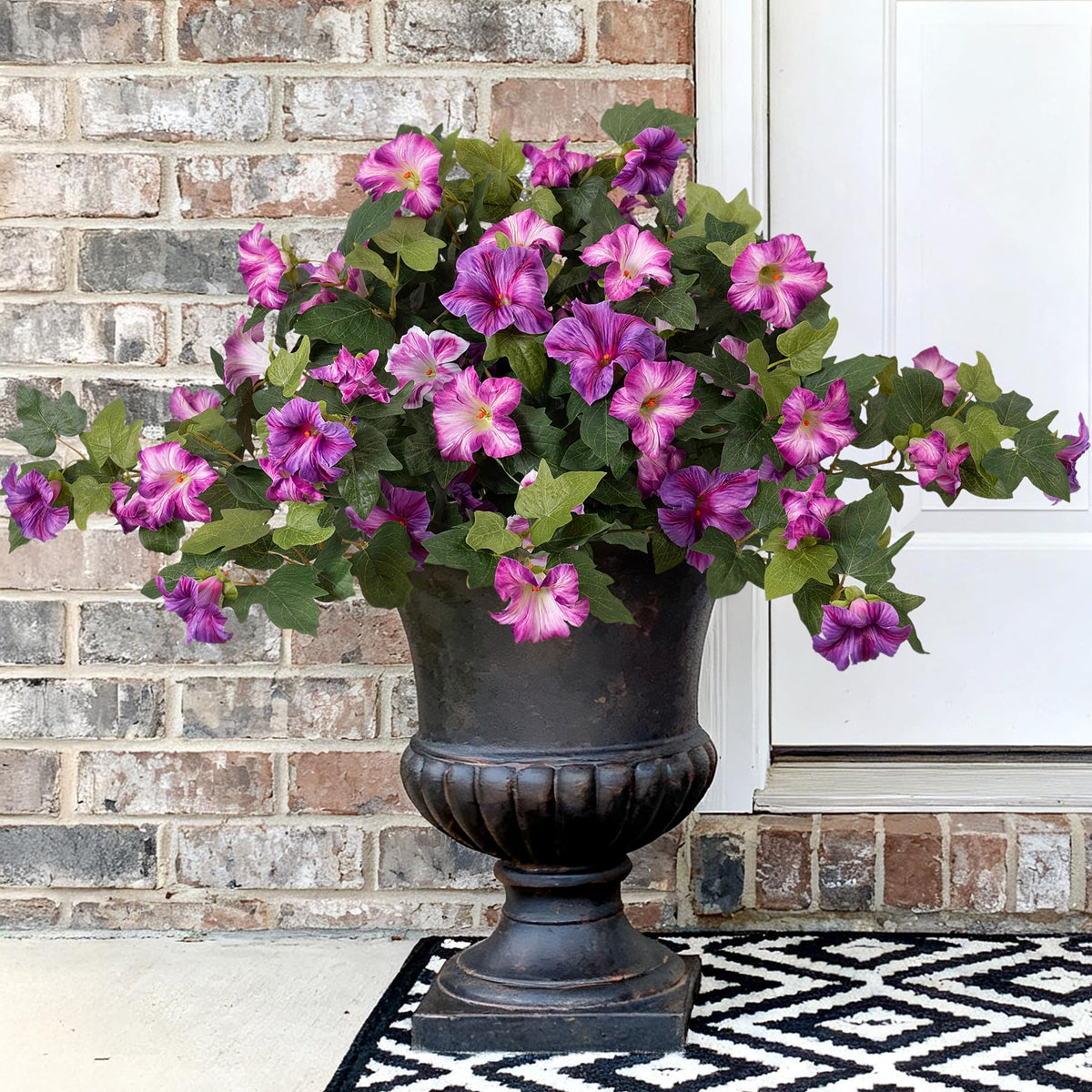 2 Pcs Artificial Fake Fall Petunia Flowers for Outdoor Garden Decor