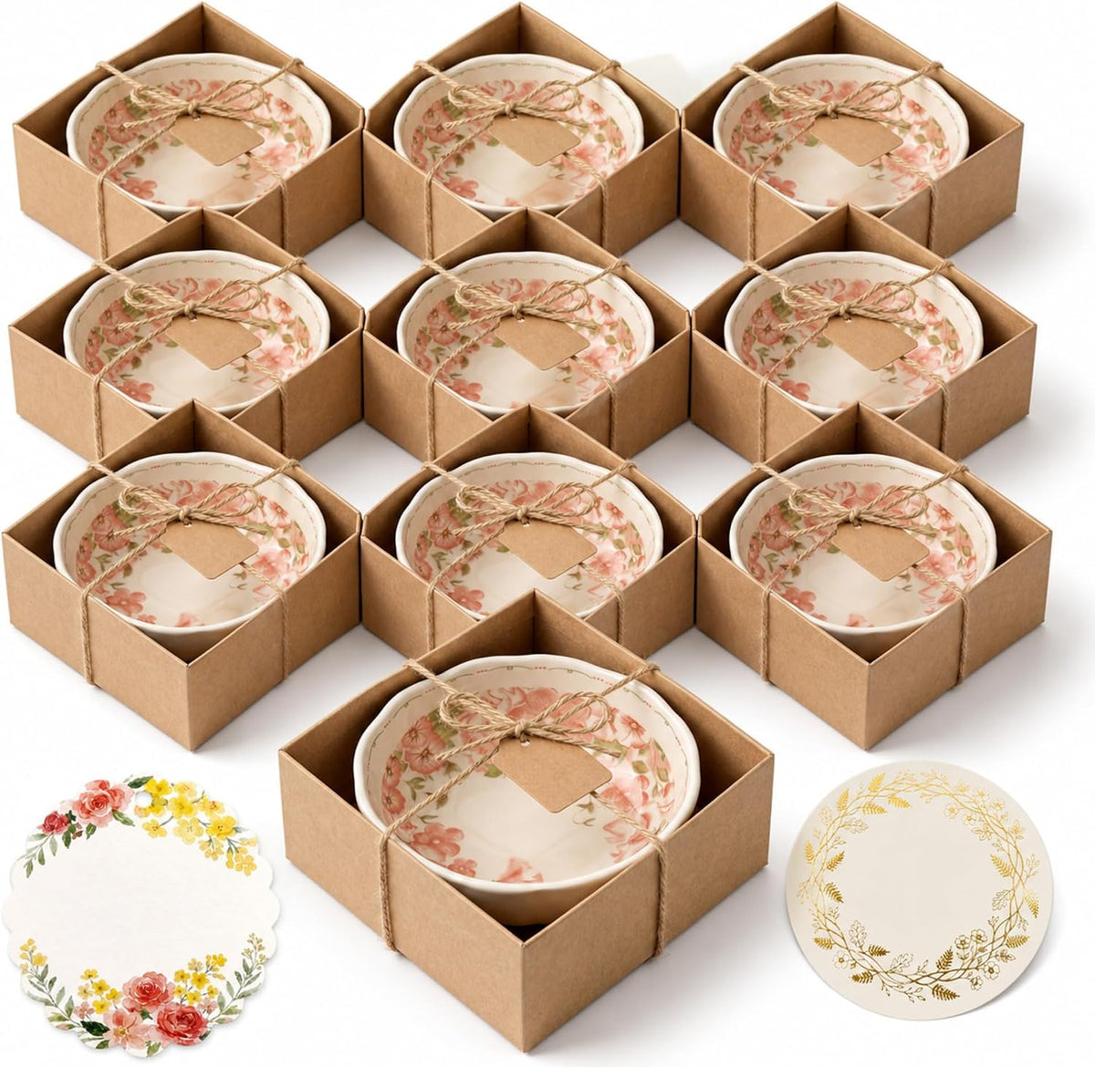 bridal shower gifts for guests 10 Pack Mini Floral Ceramic Dishes 3.9 Inch
