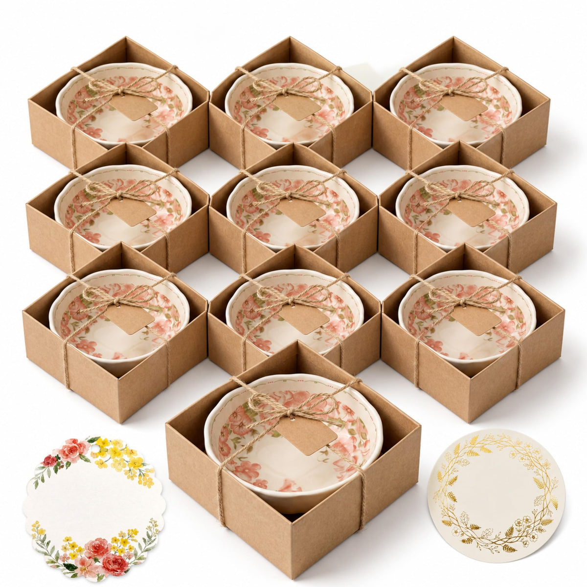 bridal shower gifts for guests 10 Pack Mini Floral Ceramic Dishes 3.9 Inch
