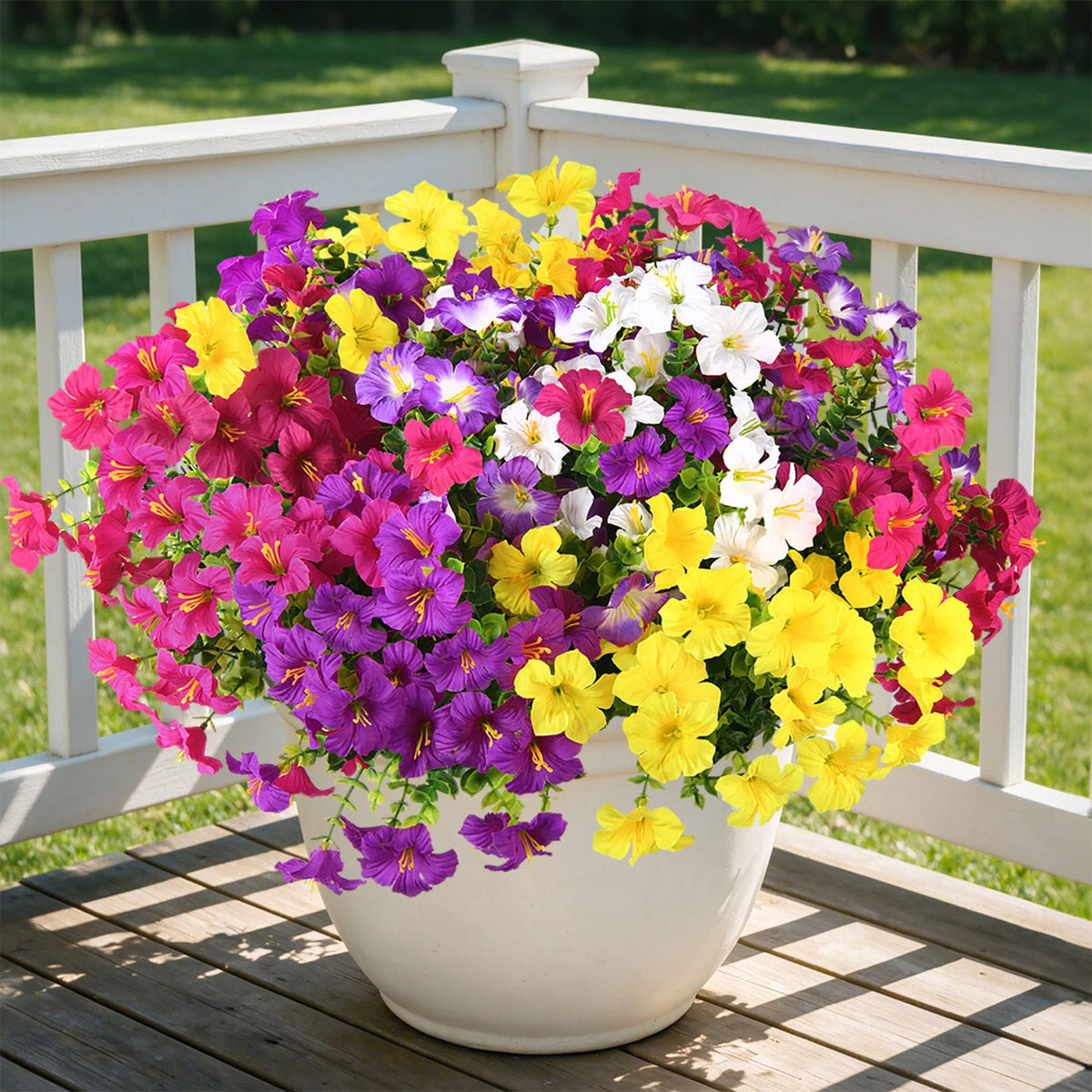 Artificial Fake Petunias Flowers for Outdoors Spring Summer Decoration