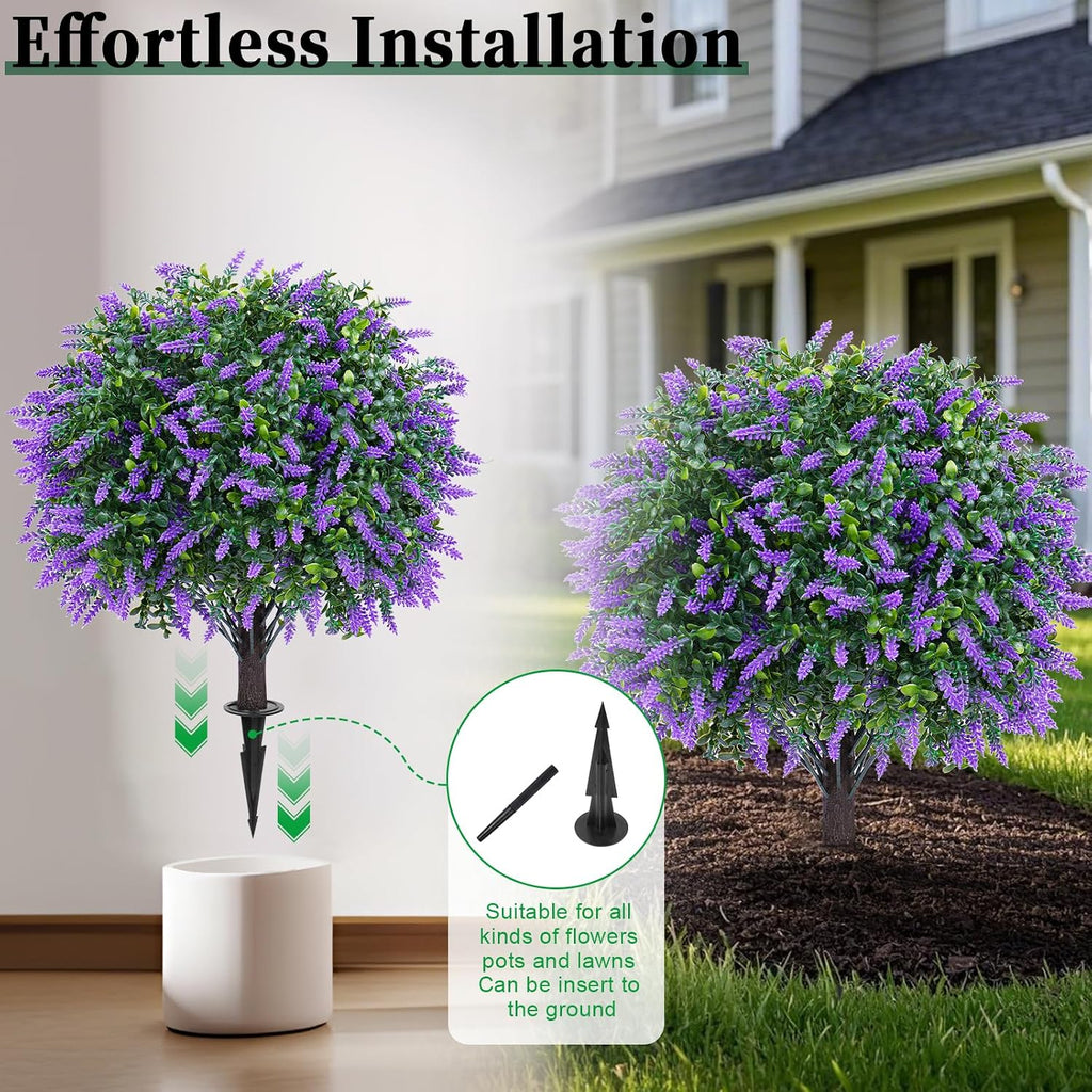 Artificial Boxwood Topiary Ball Lavender, Set of 2 UV Resistant