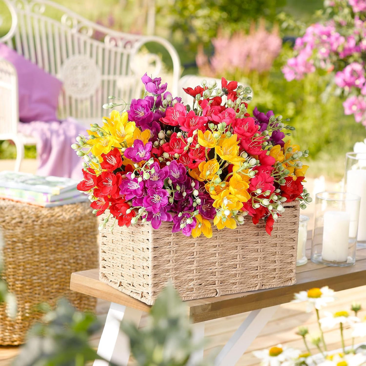 12 Bouquet Artificial Flowers UV Resistant for Outdoors Indoors Decor