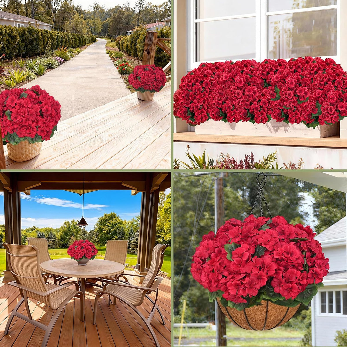 8 Pcs Artificial Geraniums Flowers for Outdoor Decor