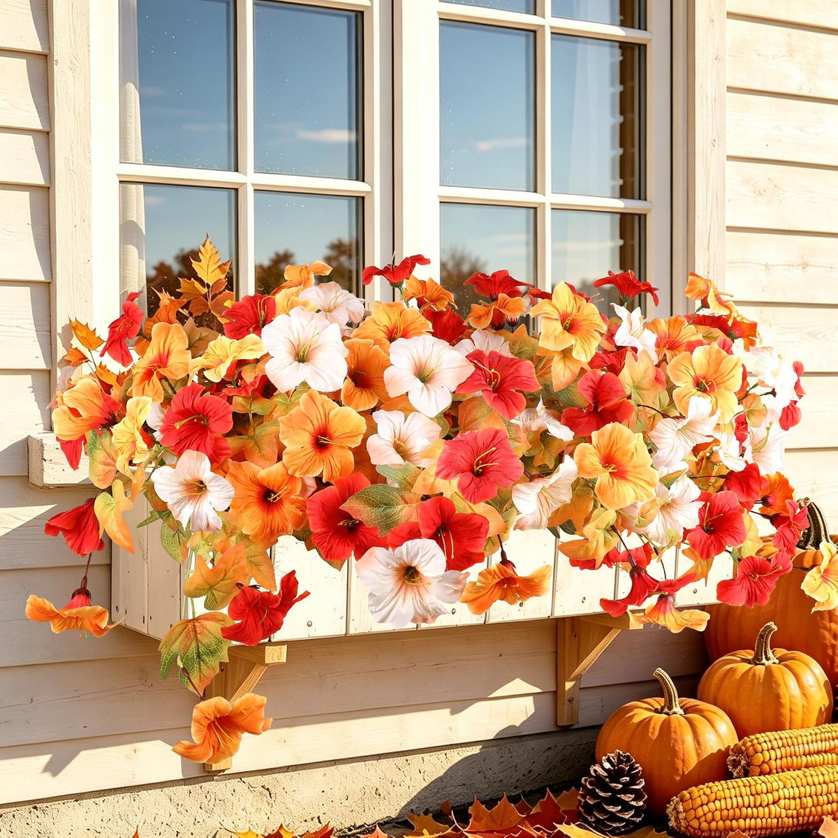 3 Pack Artificial Fall Petunia for Outdoors No Fade Fall Decor