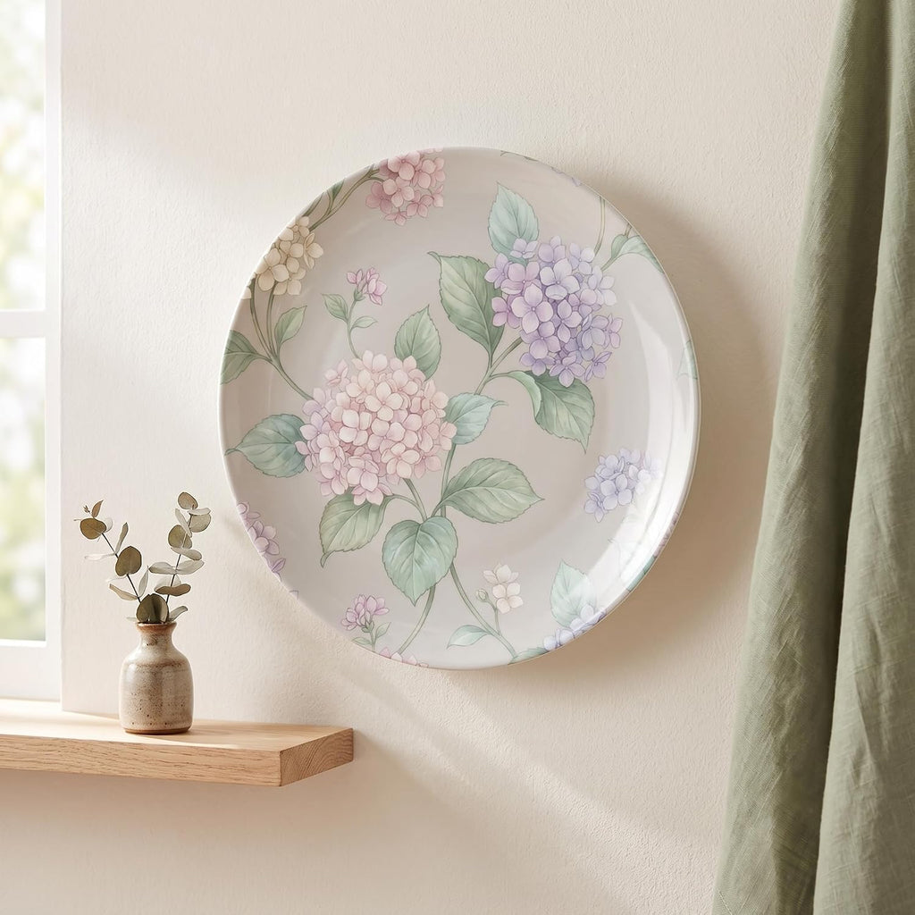 Hydrangea Decorative Plates for Display 10 Inch Floral Wall Decor