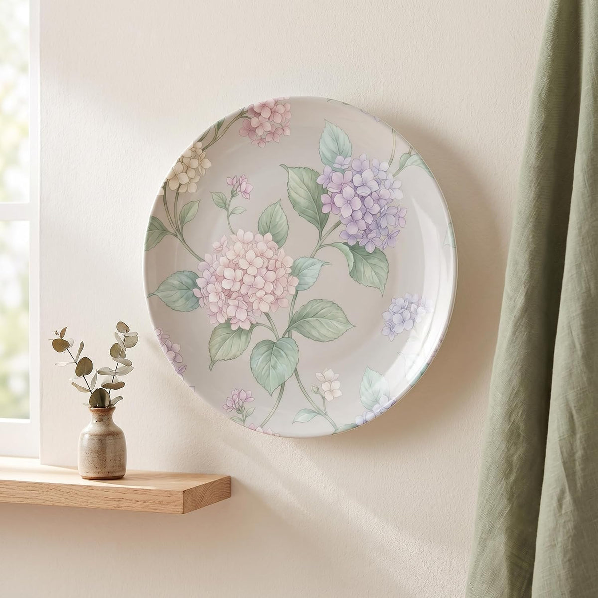 Hydrangea Decorative Plates for Display 10 Inch Floral Wall Decor