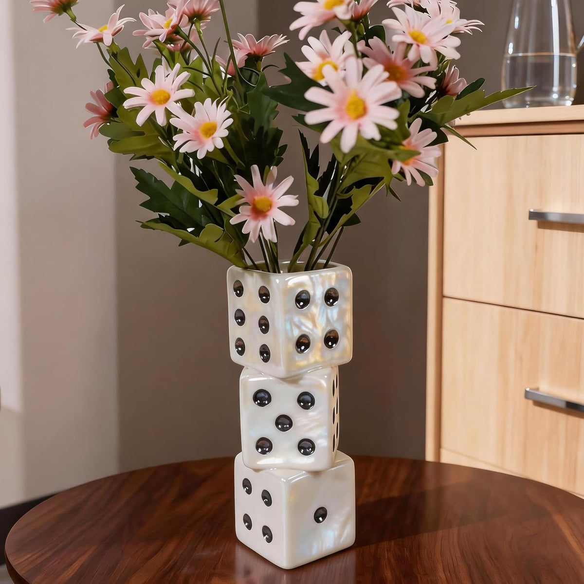 MOUGIGI Ceramic Dice Vase-Unique Decor for Dried Flowers,Rose,Pampas Grass