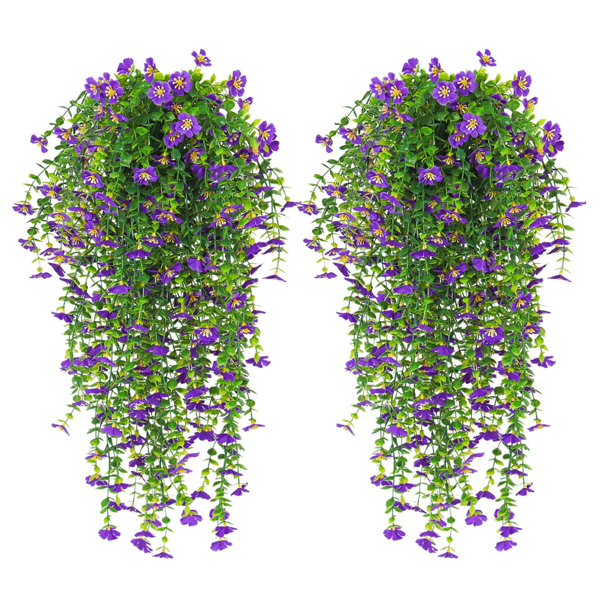 RECUTMS 4Pc Artificial Flowers for Outdoor Fake Hanging Plants White