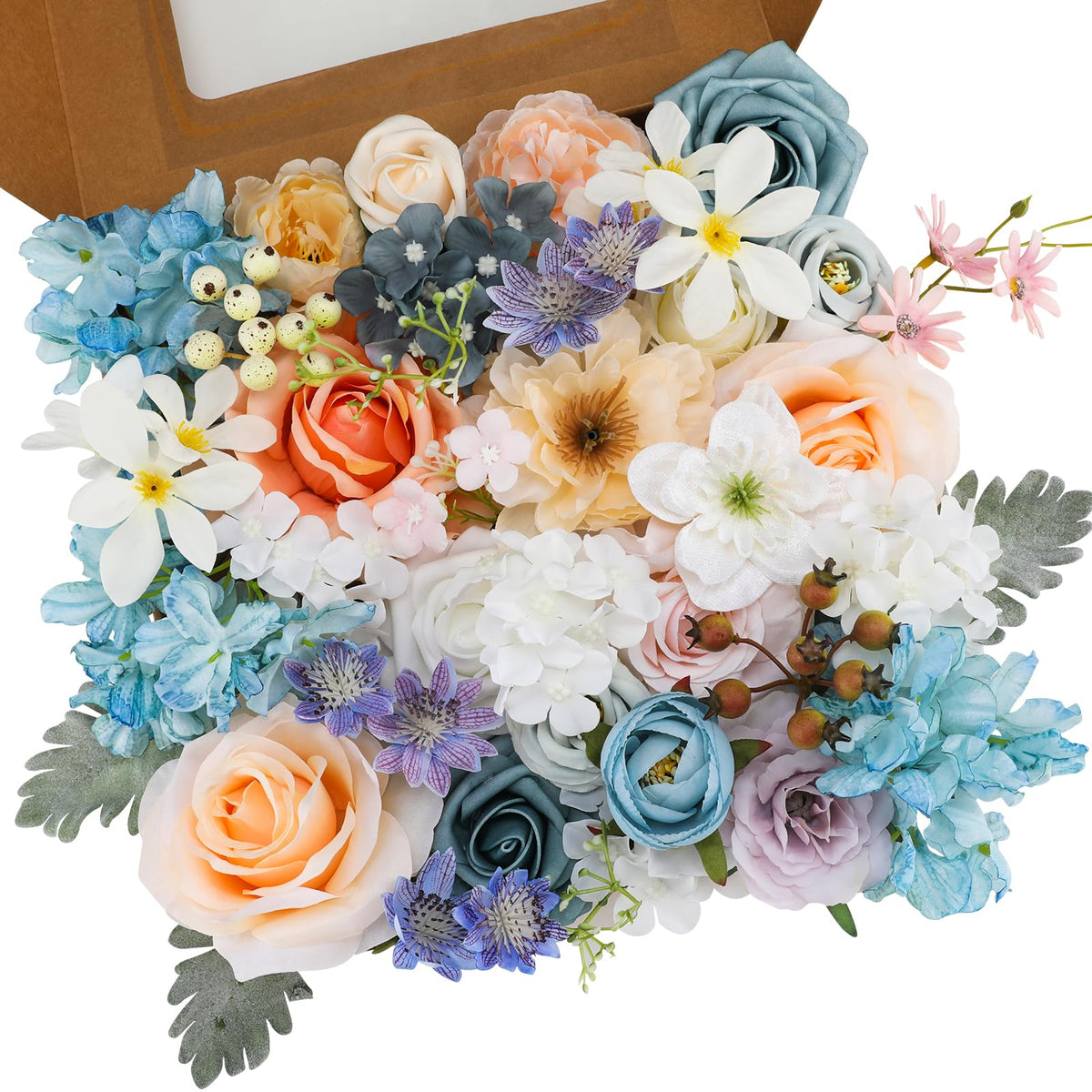 Floweroyal Artificial Flowers Combo Purple Flowers Mix Silk Flowers Dahlia Roses with Stems for DIY Wedding Bridal Bouquets, Baby Shower, Floral Arrangement, Table Centerpieces, Home Decorations.