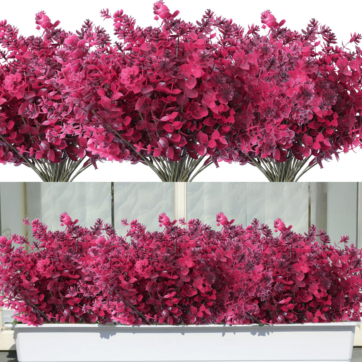 RECUTMS Artificial Flowers,Fake Boxwood Outdoor UV Resistant Plants,8 Packs