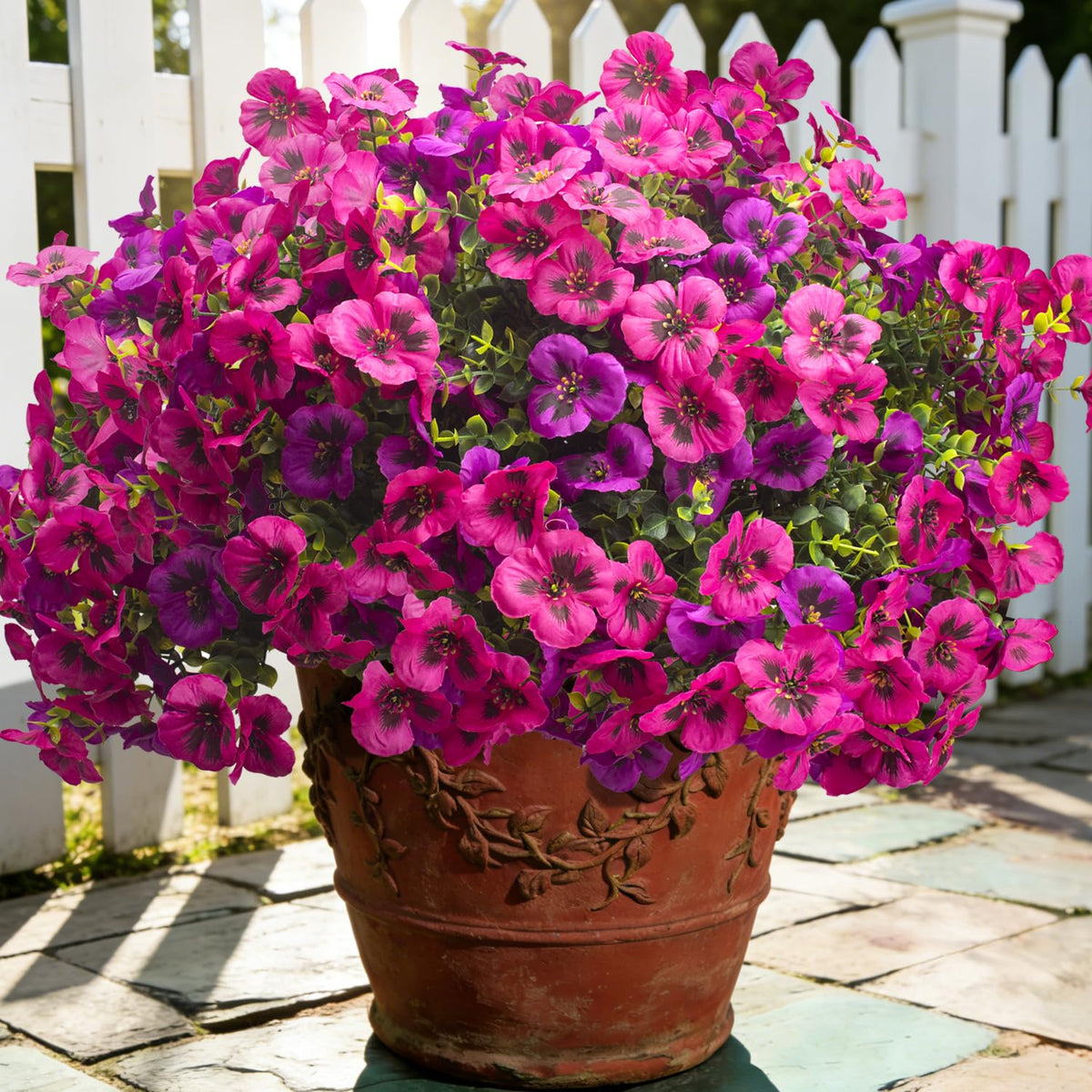16 Artificial Pansy Faux Fall Flowers Outdoor UV Resistant No Fade Yellow