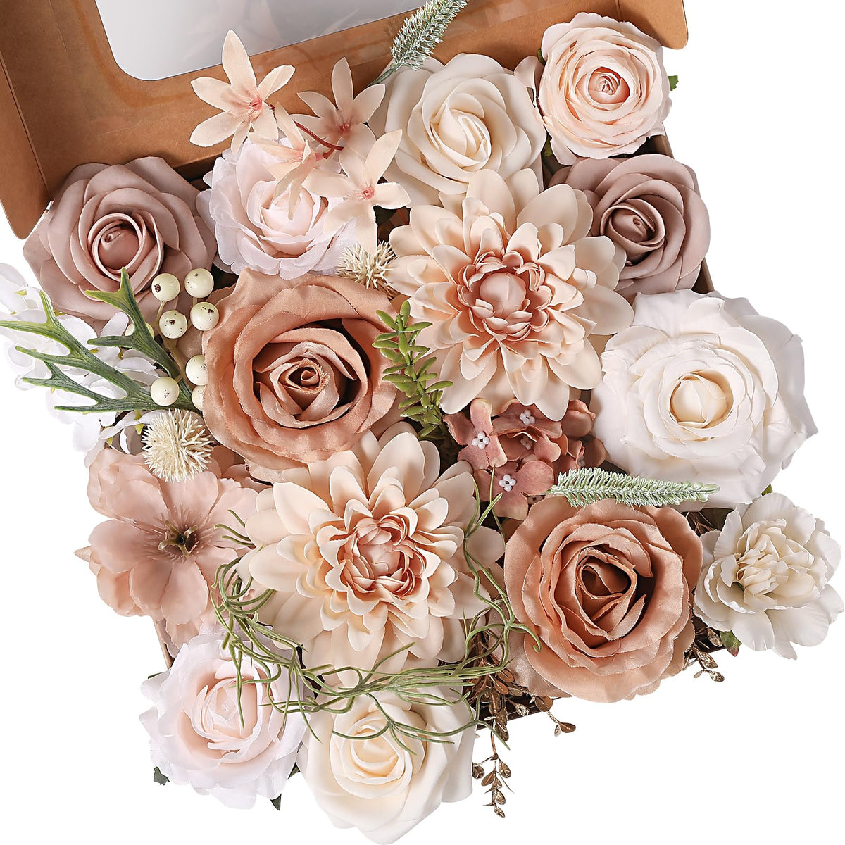Floweroyal Artificial Flowers Combo Purple Flowers Mix Silk Flowers Dahlia Roses with Stems for DIY Wedding Bridal Bouquets, Baby Shower, Floral Arrangement, Table Centerpieces, Home Decorations.