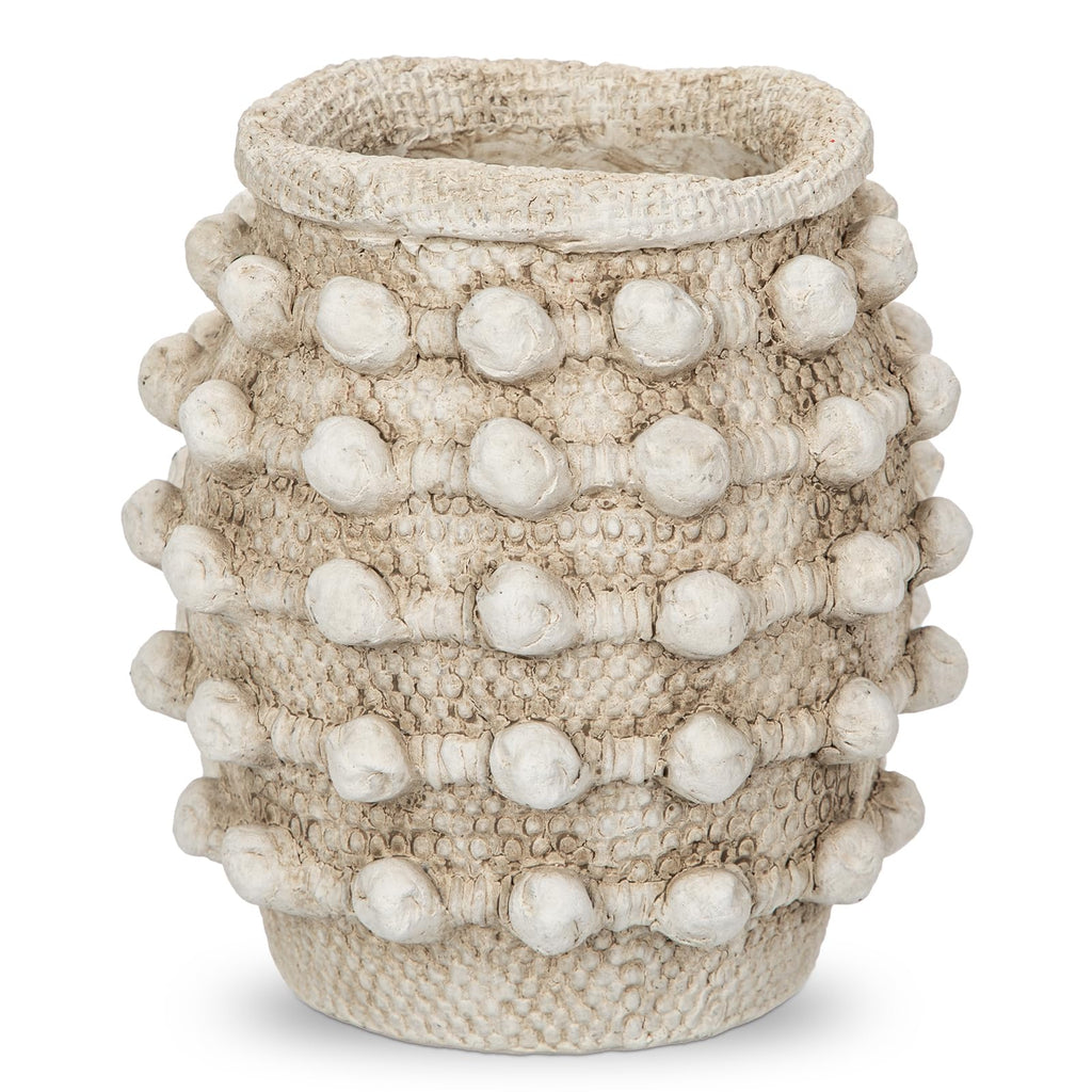 Rustic Farmhouse Vase, Boho Beige Vase for Pampas Grass Small Textured Knotted Vases for Flowers Decorative Cement Floral Vases for Home Decor, Living Room, Dining Table