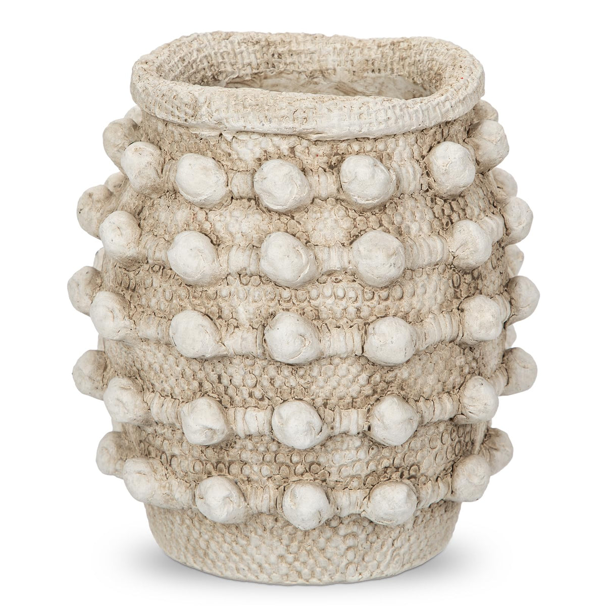 Rustic Farmhouse Vase, Boho Beige Vase for Pampas Grass Small Textured Knotted Vases for Flowers Decorative Cement Floral Vases for Home Decor, Living Room, Dining Table
