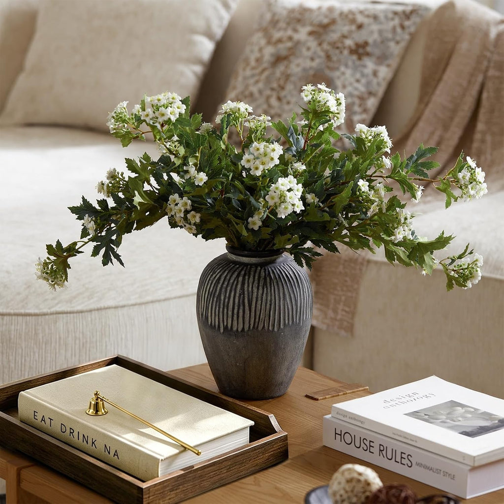 DN DECONATION Flower Vase for Home Decor, Grey Ceramic Vase for Centerpiece