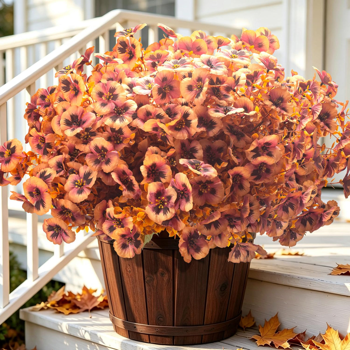 16 Artificial Pansy Faux Fall Flowers Outdoor UV Resistant No Fade Yellow