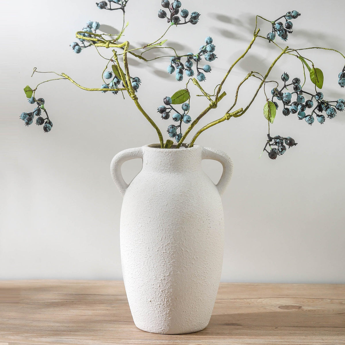 Ceramic Flower Vase, 7.4 Inch Rustic Farmhouse Pottery Decor