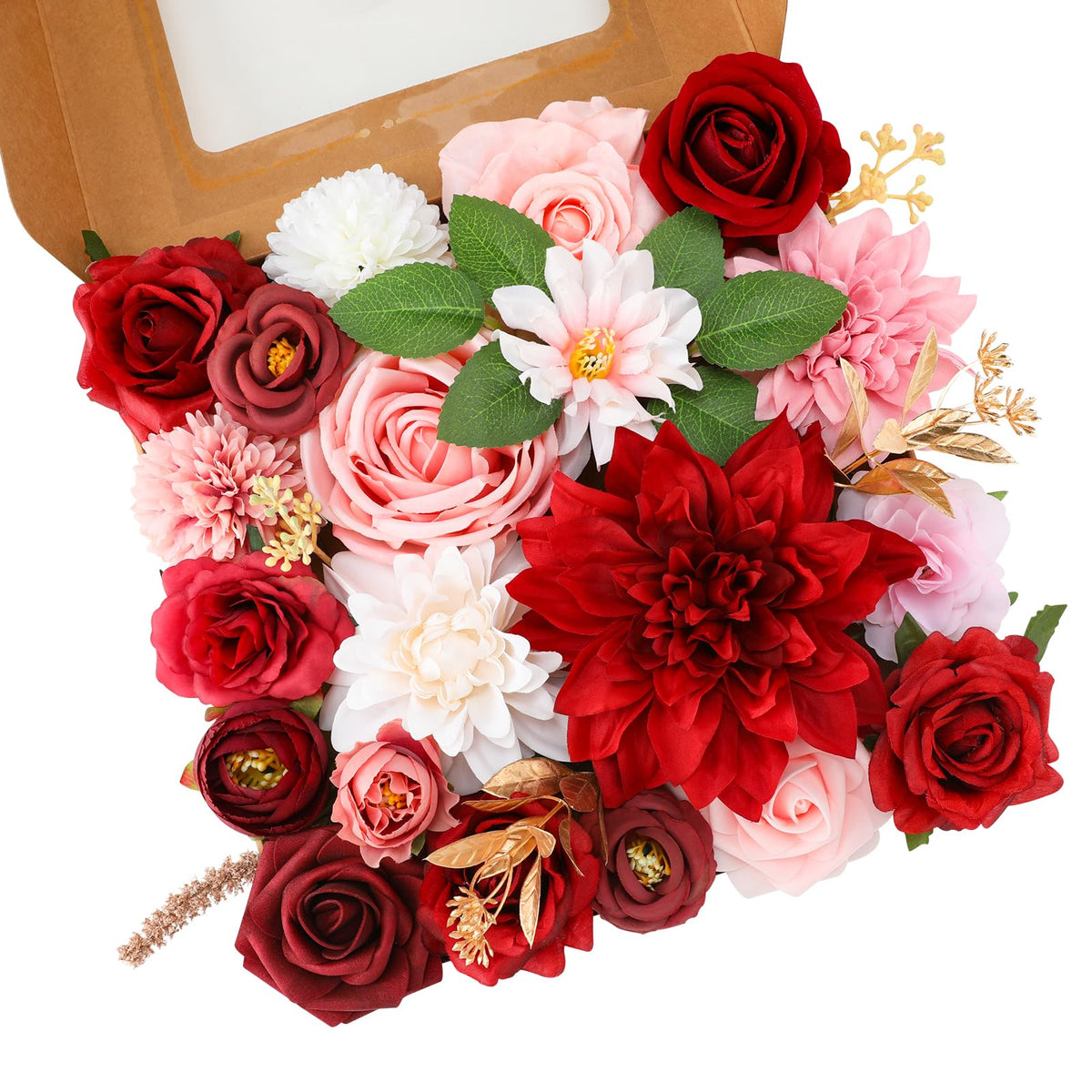 Floweroyal Artificial Flowers Combo Purple Flowers Mix Silk Flowers Dahlia Roses with Stems for DIY Wedding Bridal Bouquets, Baby Shower, Floral Arrangement, Table Centerpieces, Home Decorations.