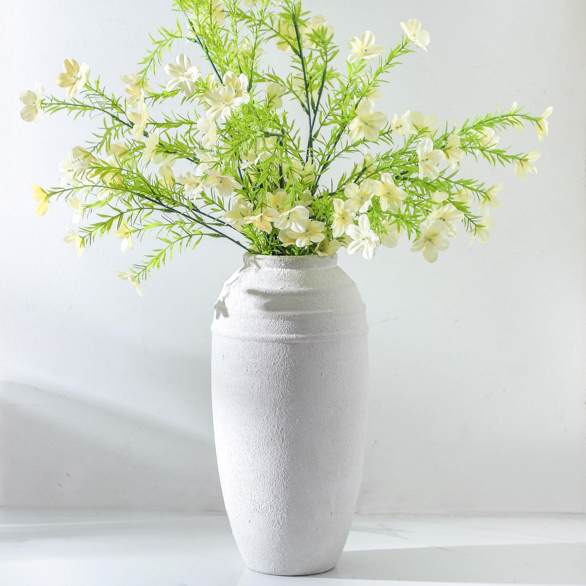 Ceramic Flower Vase, 11.41 Inch Tall Farmhouse Vase with Handles