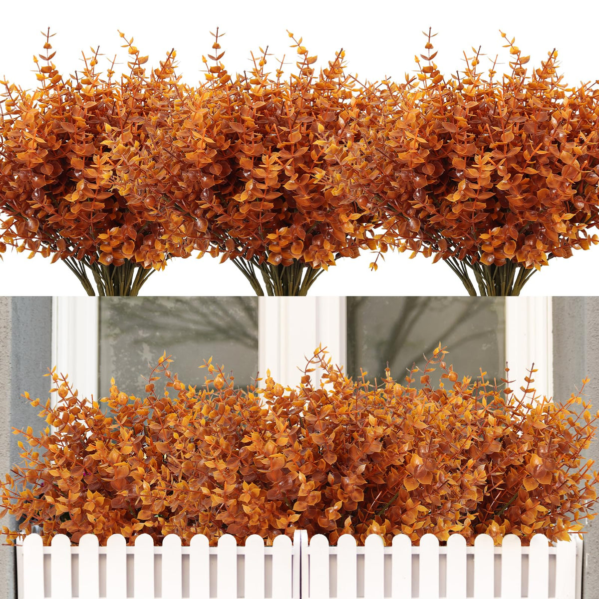 RECUTMS Artificial Flowers,Fake Boxwood Outdoor UV Resistant Plants,8 Packs