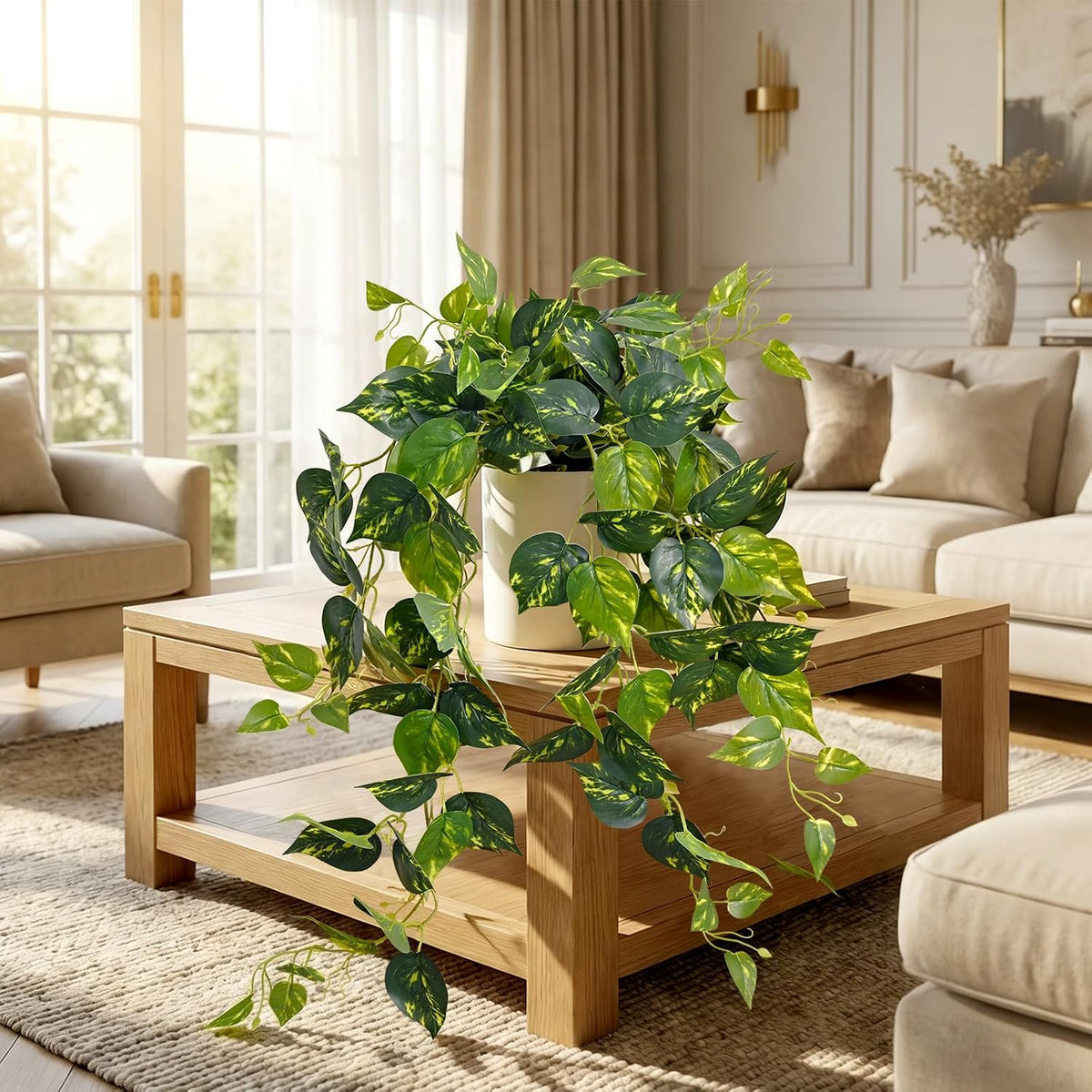 Fake Plants, Artificial Plants Indoor, 34" Fake Hanging Pothos Vines, 1Pc