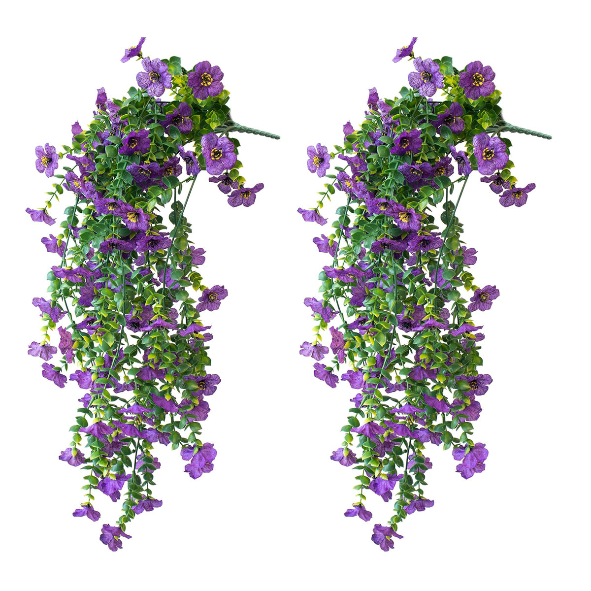 Artificial Hanging Flowers for Outdoors, 2 Pcs UV Resistant Artificial Outdoor Flowers, Not-Fading Fake Hanging Plant for Outdoor Planters for Home Garden Porch Yard Decor