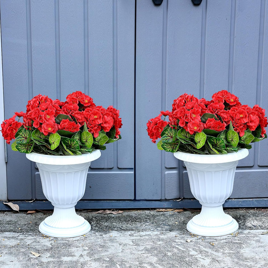 Set of 2 Artificial Geranium Potted Plant, Red, 16 Inch