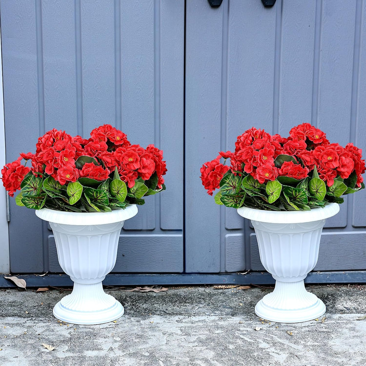 Set of 2 Artificial Geranium Potted Plant, Red, 16 Inch