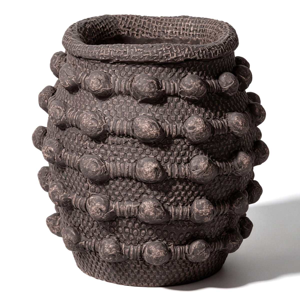 Rustic Farmhouse Vase, Boho Beige Vase for Pampas Grass Small Textured Knotted Vases for Flowers Decorative Cement Floral Vases for Home Decor, Living Room, Dining Table