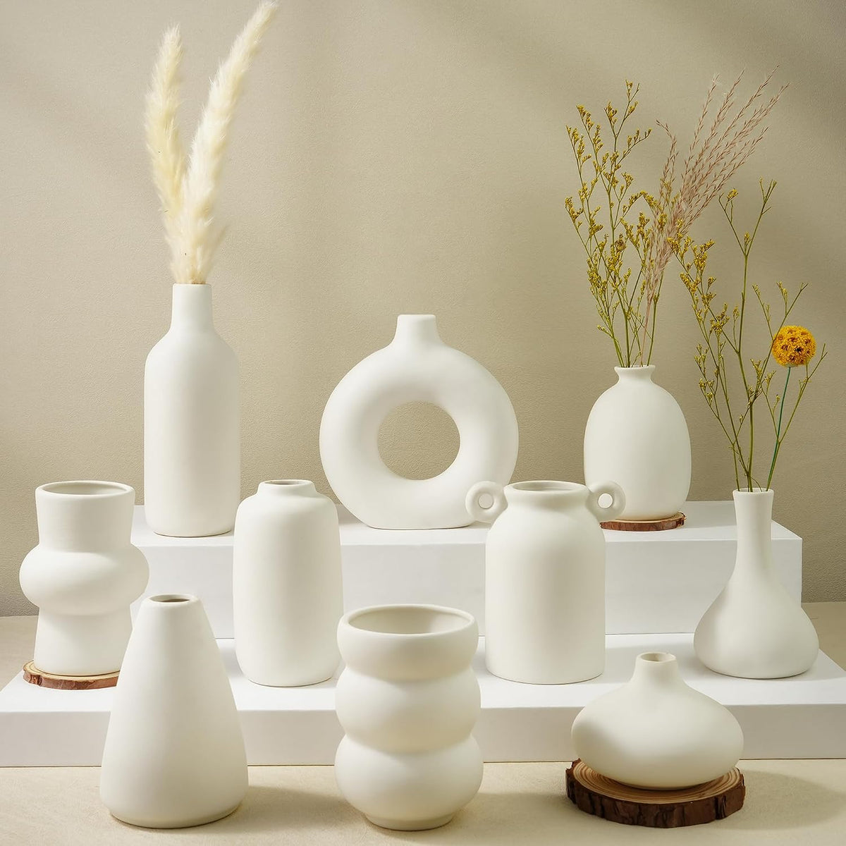 Small White Ceramic Vase Set of 10 Ceramic Bud Vases in Bulk Farmhouse Vase