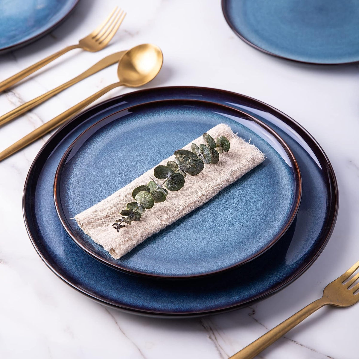LERATIO Ceramic Dinner Plates Set of 6,10.5 Inch Reactive Glaze Plate Sets