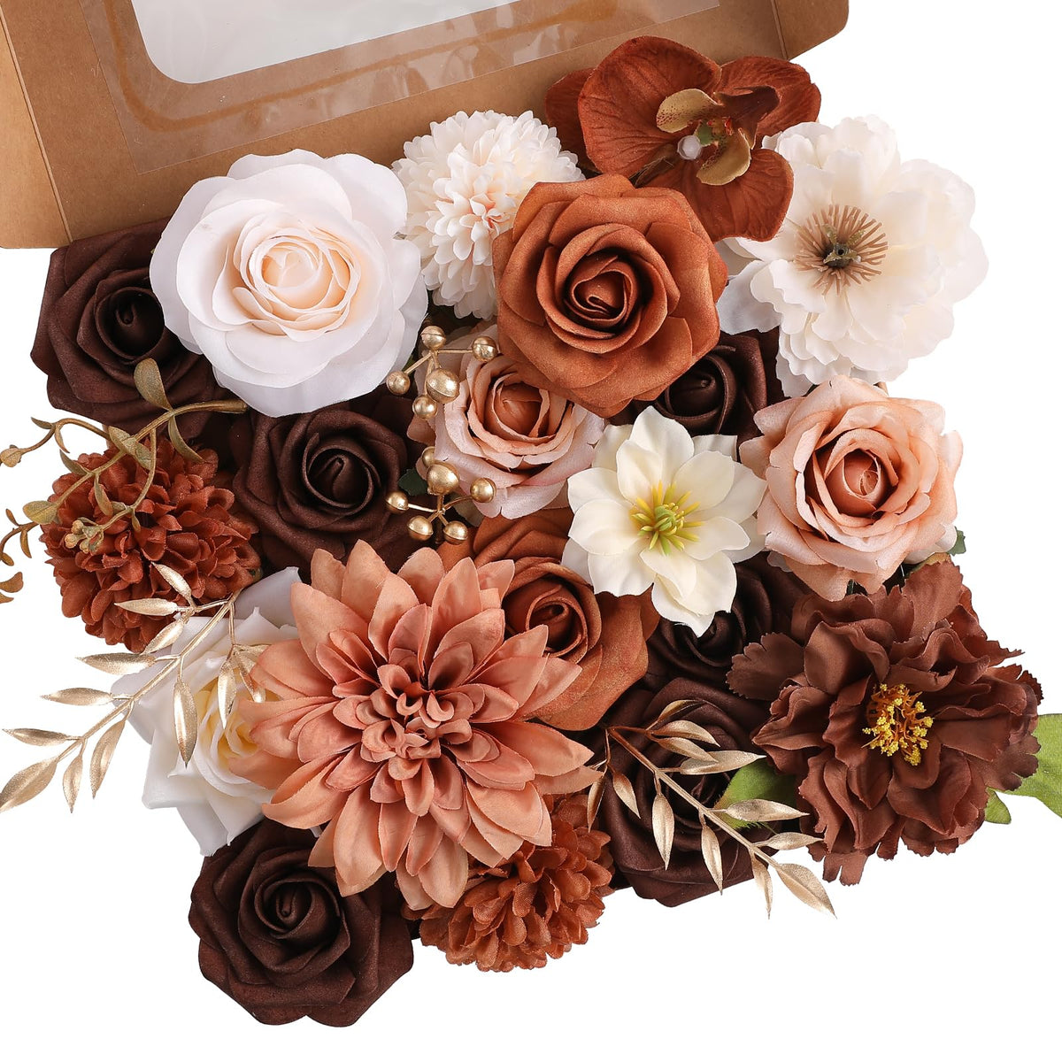 Floweroyal Artificial Flowers Combo Purple Flowers Mix Silk Flowers Dahlia Roses with Stems for DIY Wedding Bridal Bouquets, Baby Shower, Floral Arrangement, Table Centerpieces, Home Decorations.