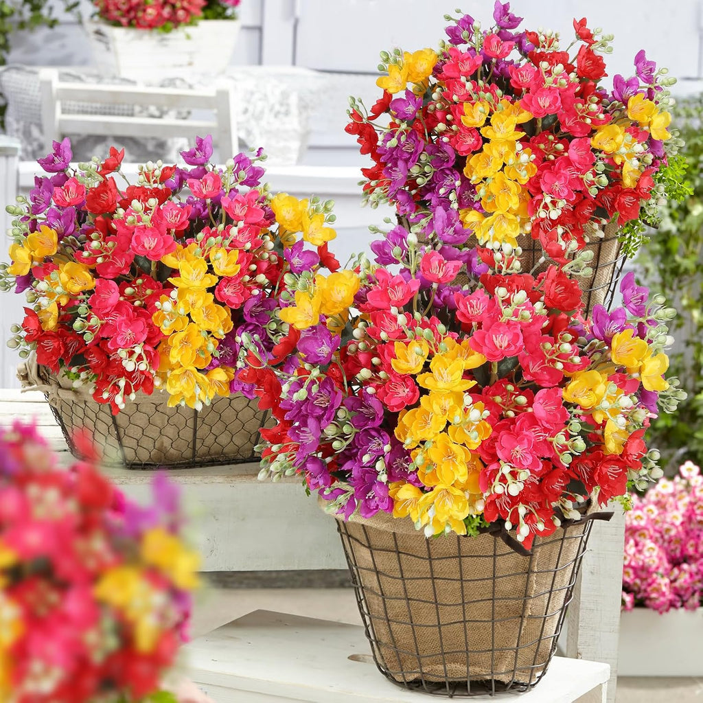 12 Bouquet Artificial Flowers UV Resistant for Outdoors Indoors Decor
