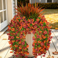 7PCS Artificial Fall Hanging Flowers for Outdoor, Six-Petaled Faux Mums