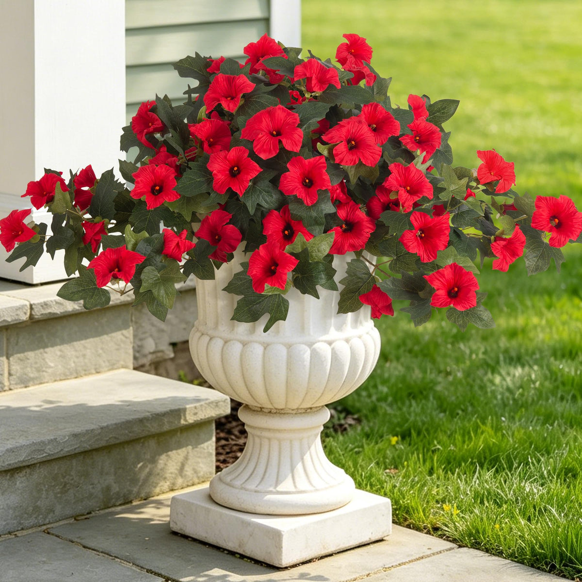 2 Pcs Artificial Fake Fall Petunia Flowers for Outdoor Garden Decor