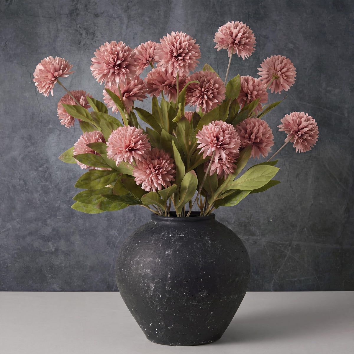 Pinkpum 20 Stems Beige Fake Mums & Kiku Artificial Flowers for Vase Decor
