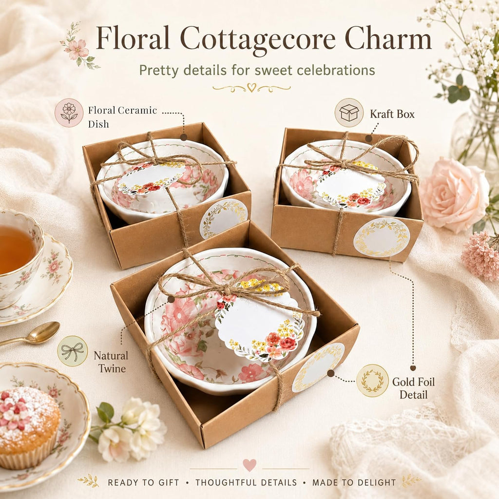 bridal shower gifts for guests 10 Pack Mini Floral Ceramic Dishes 3.9 Inch