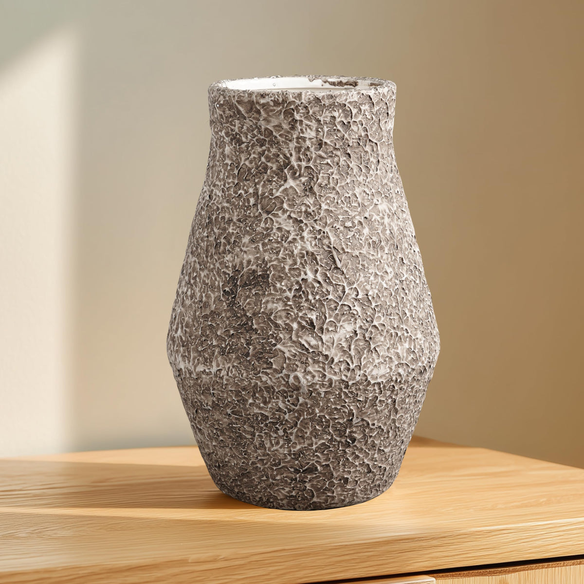 Rustic Farmhouse Ceramic Vase, 10 Inch