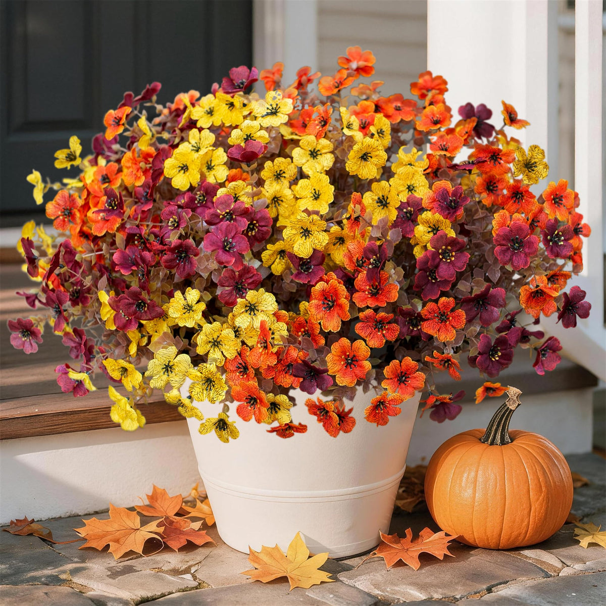 INSPRING Fall Artificial Mums for Outdoors 12 Pcs, UV Resistant Fall Flower