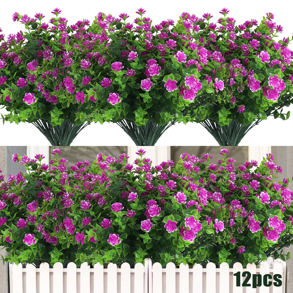 RECUTMS Artificial Flowers,Fake Boxwood Outdoor UV Resistant Plants,8 Packs