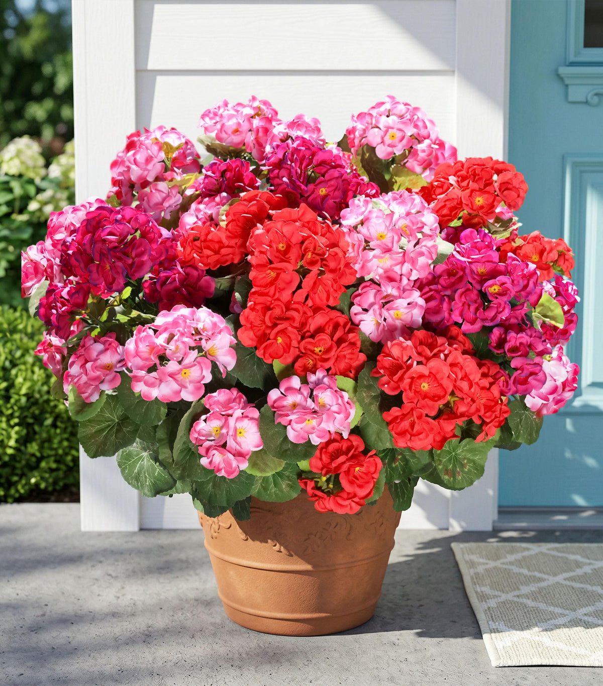 Fake Geraniums Fall Flowers Artificial Flowers for Outdoors Autumn Decor, 6 Bundles Silk Geraniums Fake Plants Realistic UV Resistant Faux Flowers for Outside Planters Garden Balcony Porch Indoor, Mix