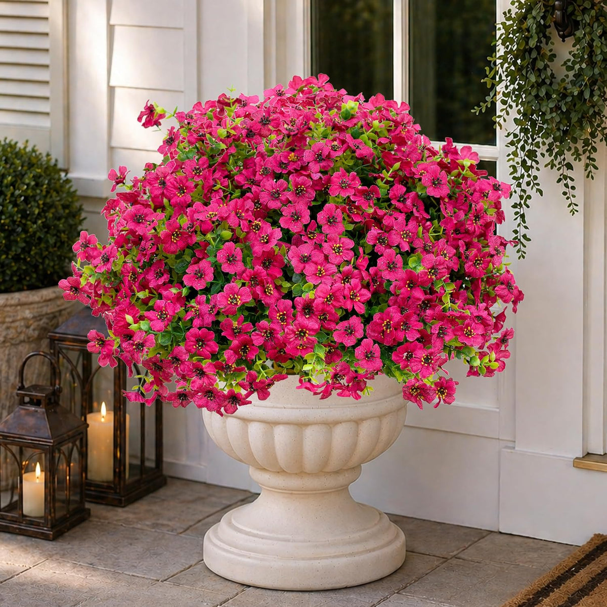 AXYLEX Artificial Flowers for Outdoors, 16 Bundles Fake Plants (Red)