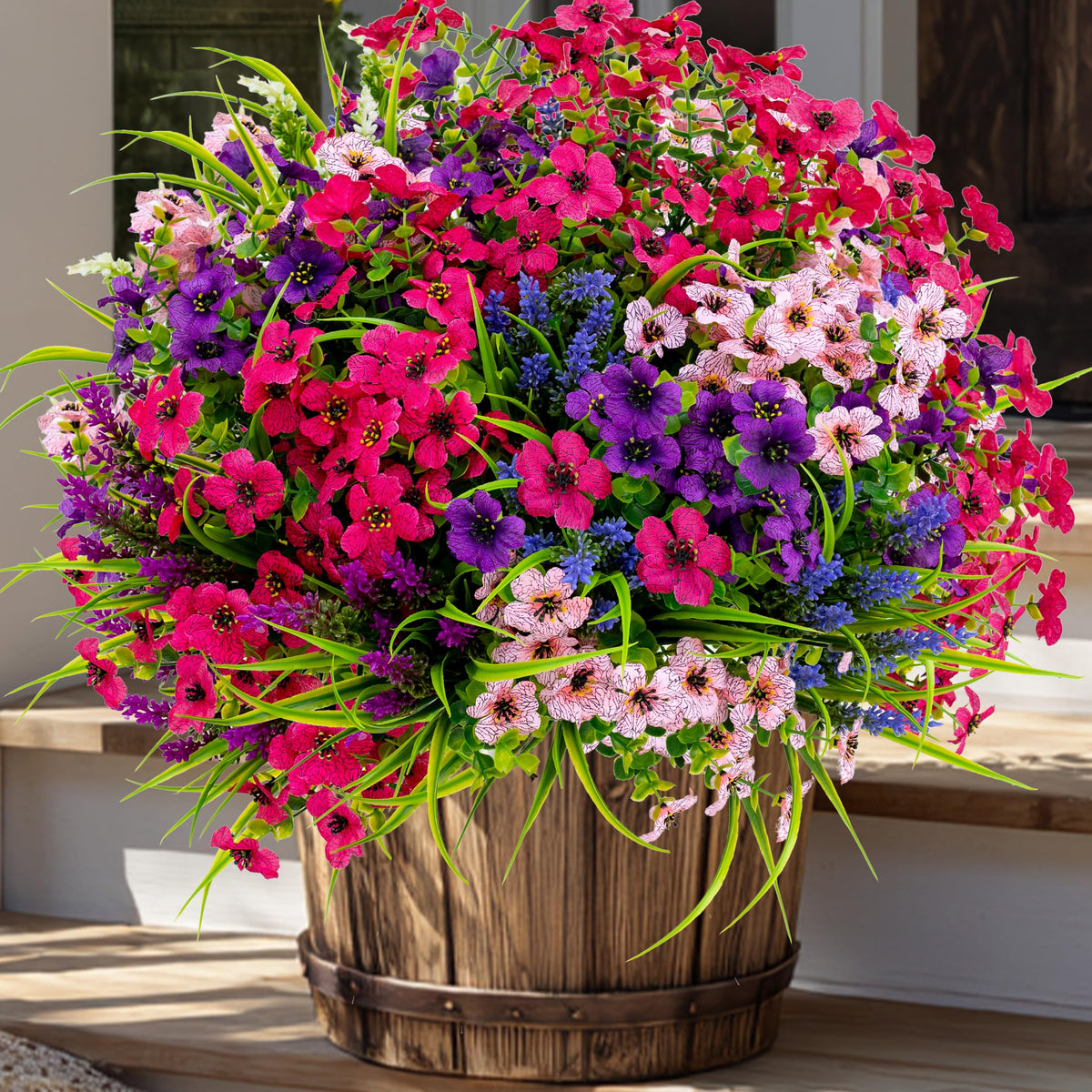 AXYLEX Artificial Flowers for Outdoors, 16 Bundles Fake Plants (Red)