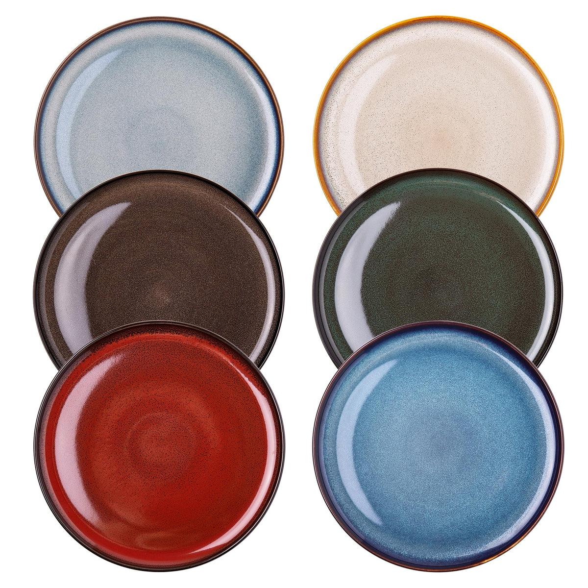 LERATIO Ceramic Dinner Plates Set of 6,10.5 Inch Reactive Glaze Plate Sets