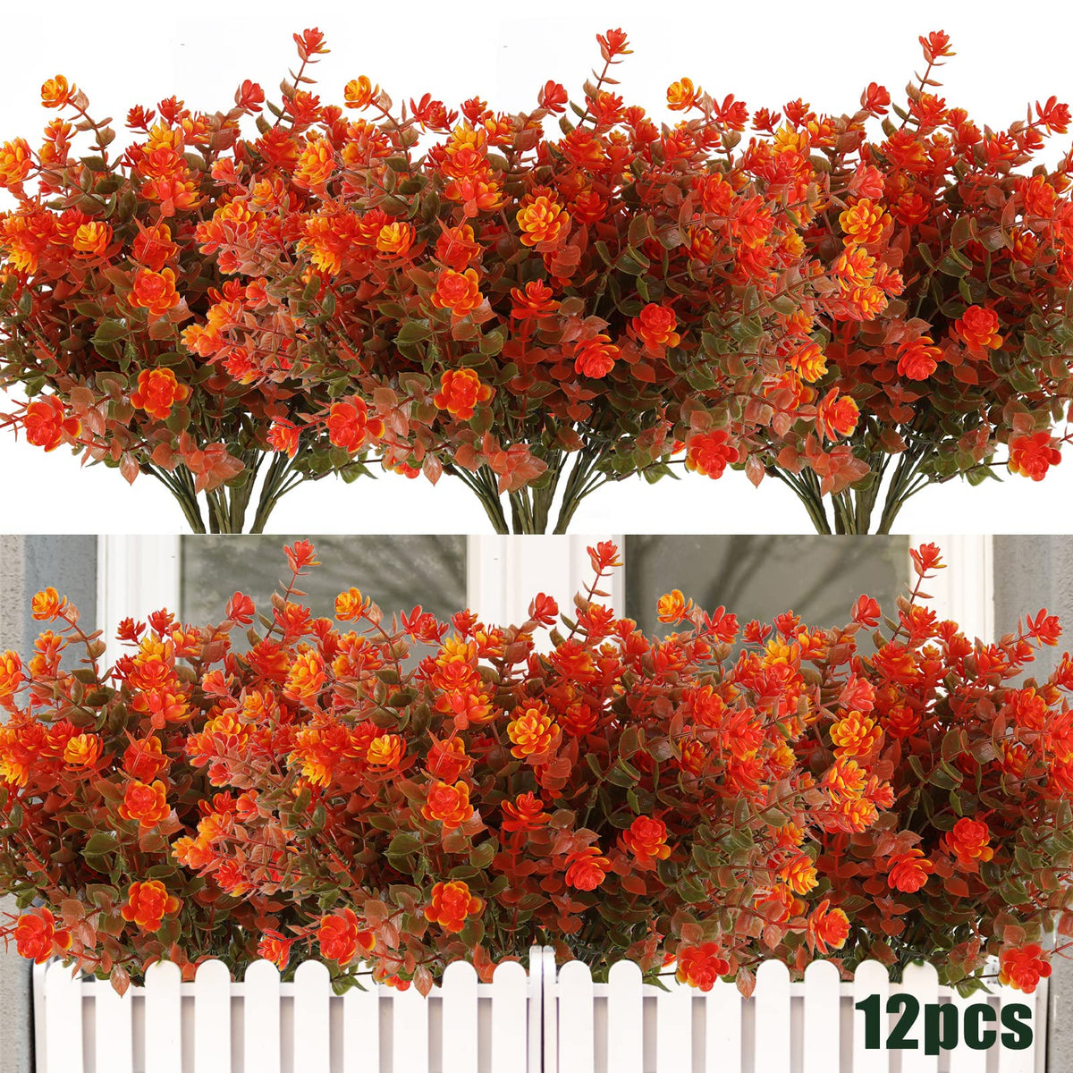 RECUTMS Artificial Flowers,Fake Boxwood Outdoor UV Resistant Plants,8 Packs